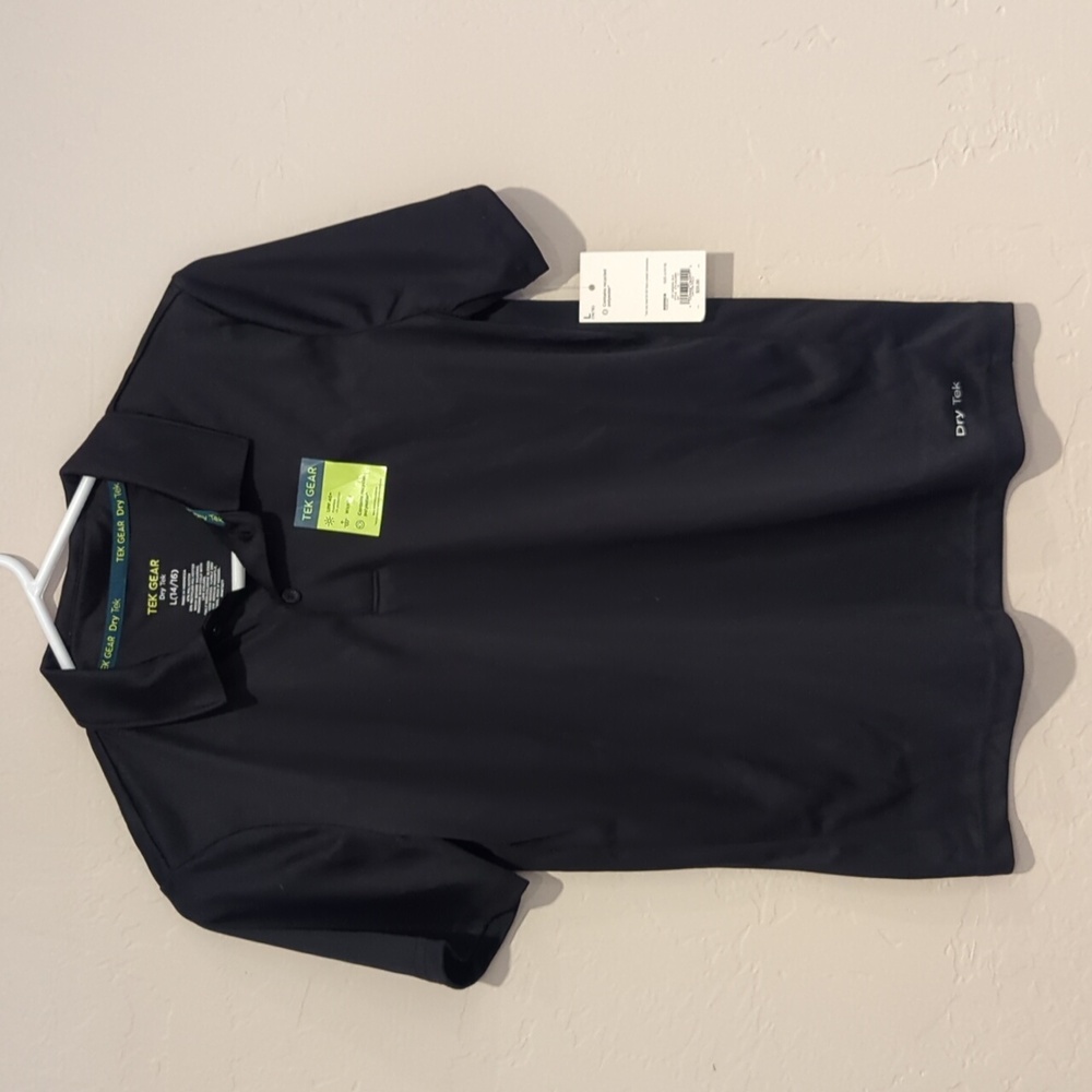 Black polo uniform set of 3 shirts Tek Gear dry fit size L large 14/16